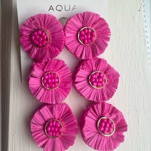 AQUA Floral Drop Earrings Fusha 3”